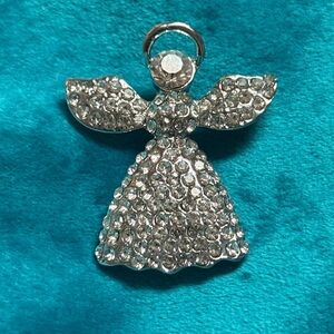 Silver Rhinestone Angel Brooch NEW